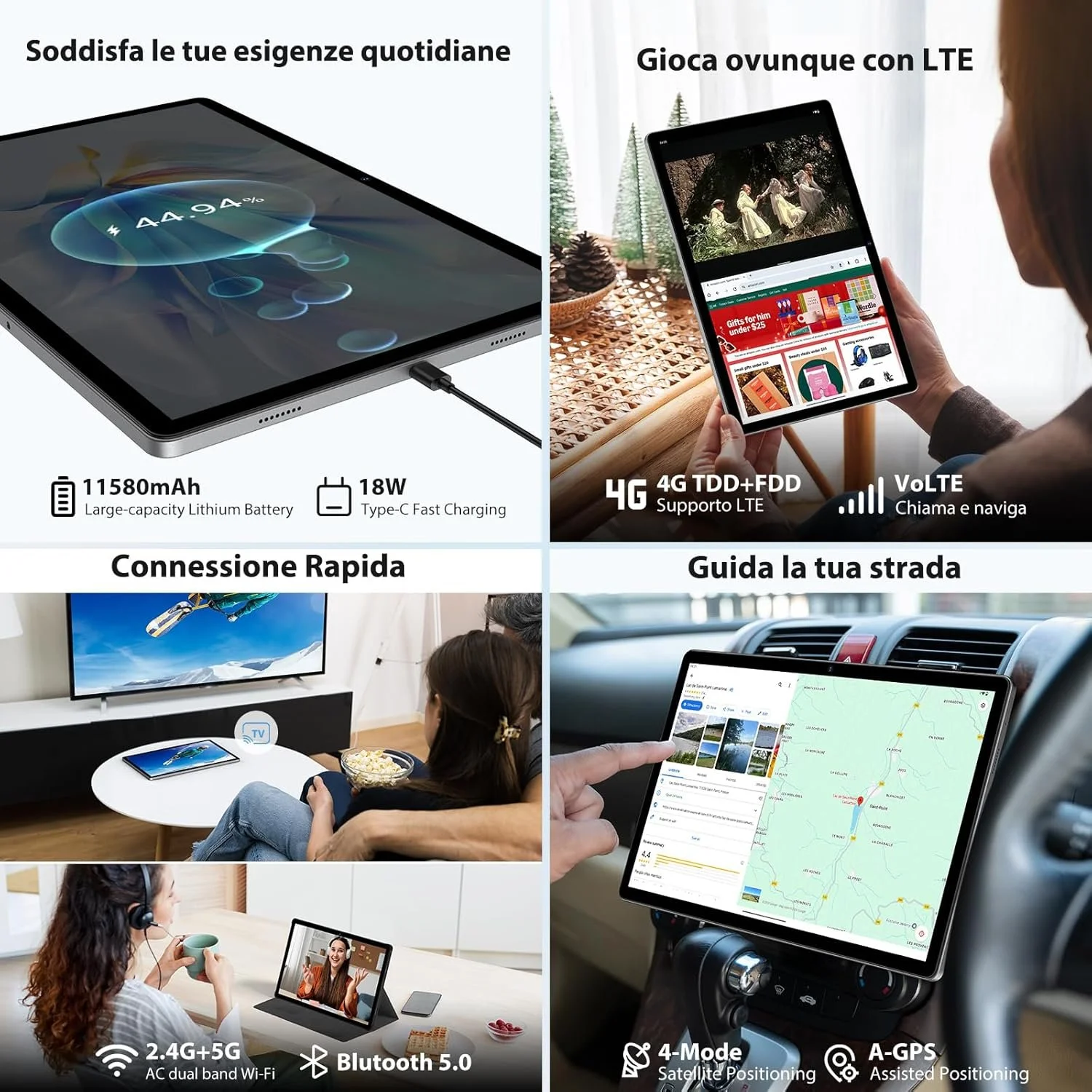 Планшет 14" 2.5K MAXLEGEN M621 12+24/256Gb 4G2-SIM 8 ядер Android 14 11580 mAh Серый, фото №5