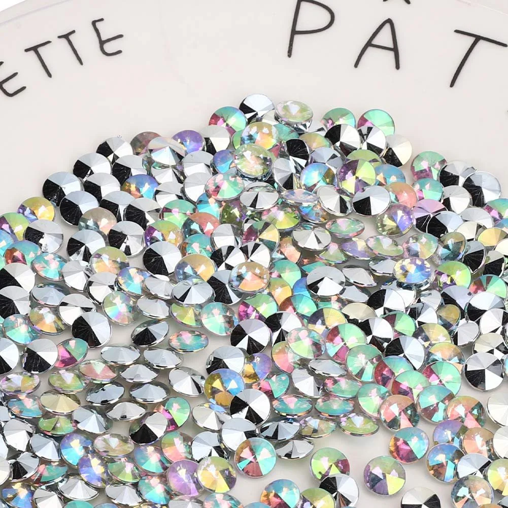 Стрази акрилові 8мм 1000 шт AB Кольорові, фото №6