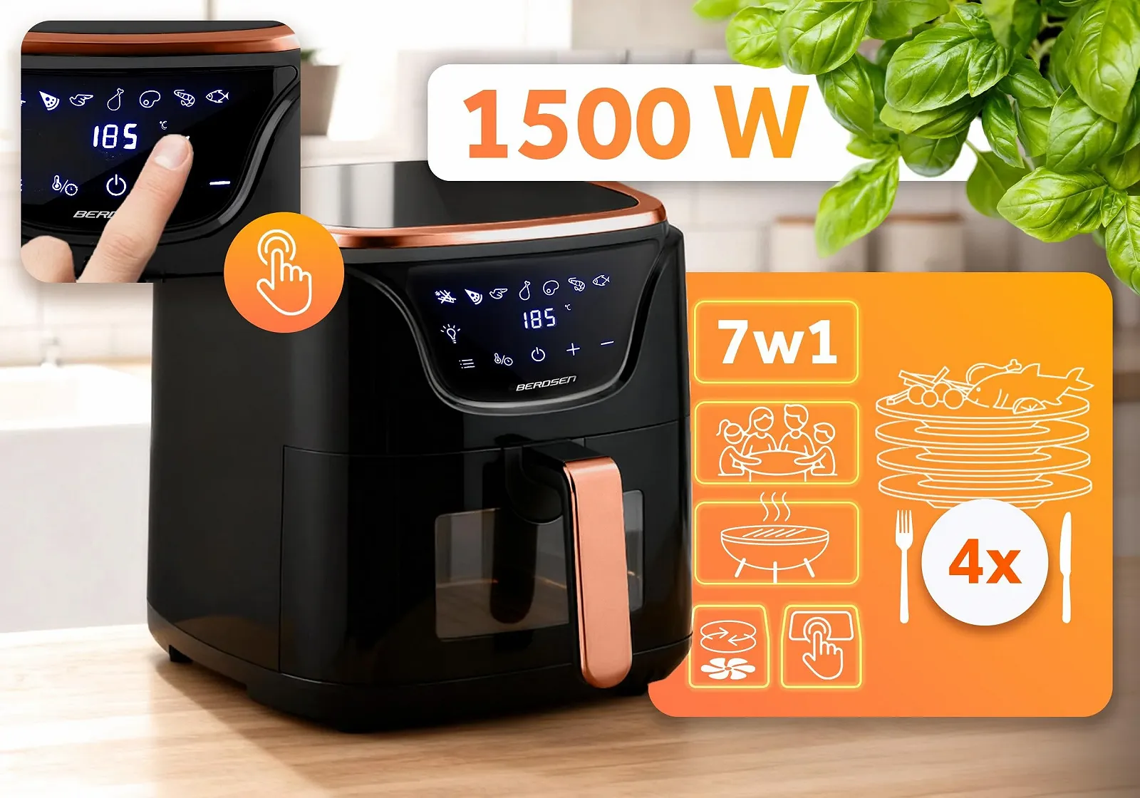 Мультипіч Berdsen 1500 W 5 L Black Gold, фото №6 Мультипіч Berdsen 1500 W 5 L Black Gold, фото №6
