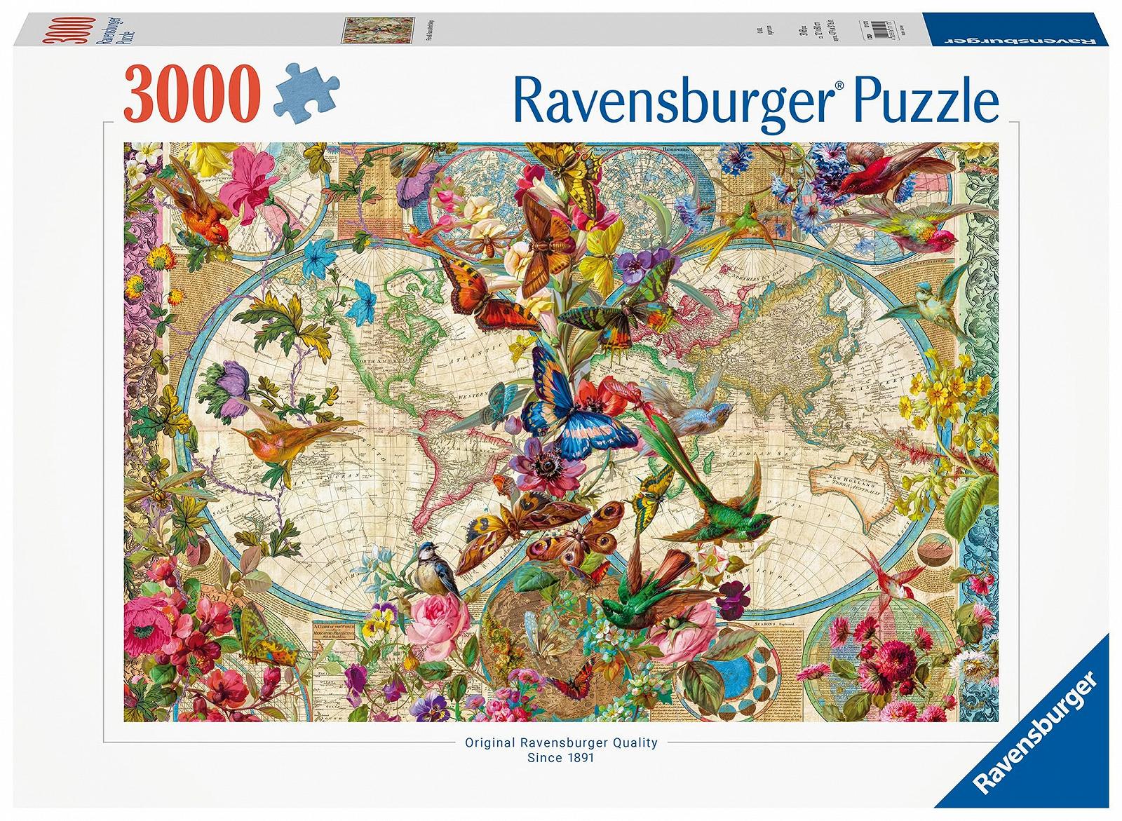 Пазл Ravensburger 17117 Карта мира с бабочками 3000 деталей, фото №2 Пазл Ravensburger 17117 Карта мира с бабочками 3000 деталей, фото №2
