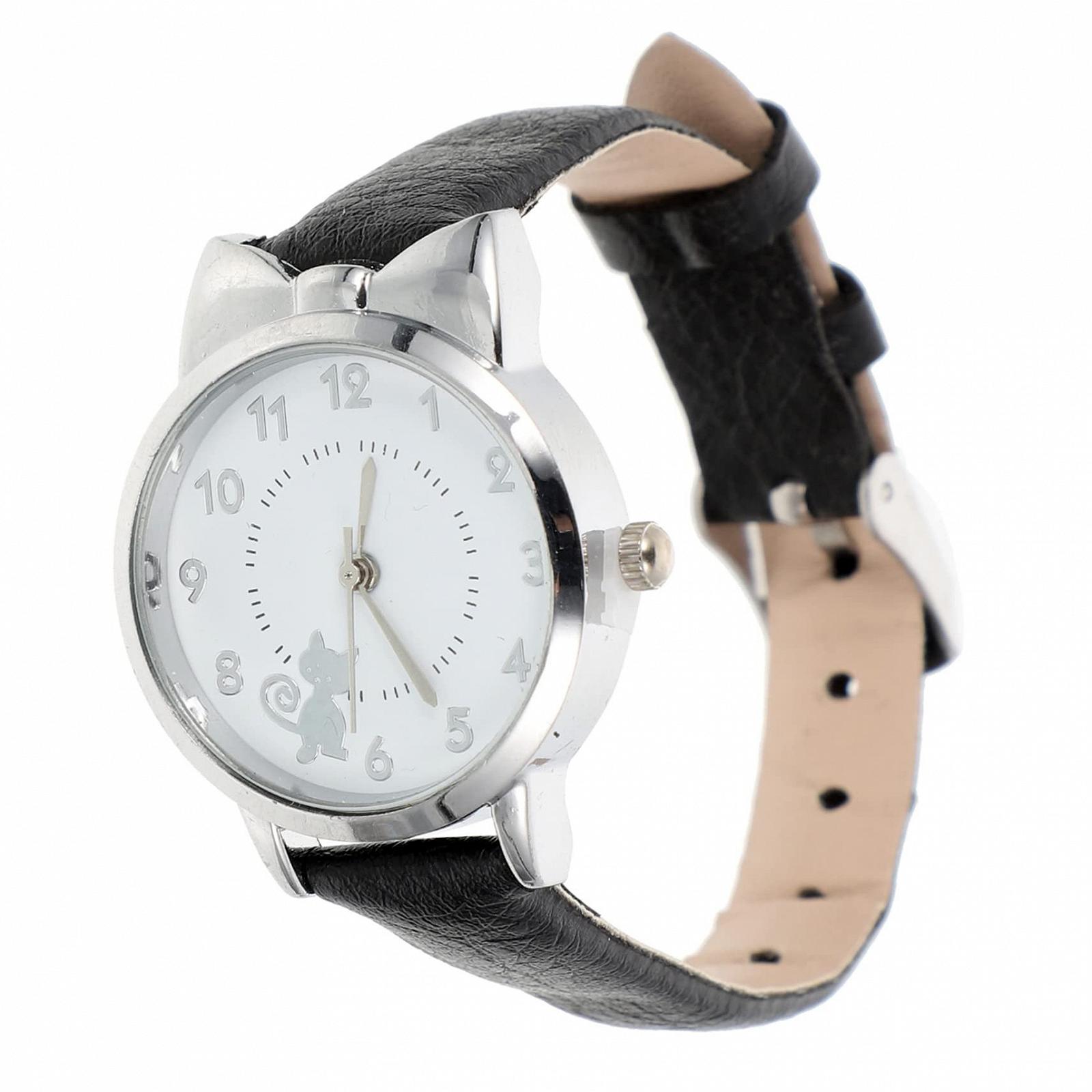 Часы Healvian с котенком, женские, повседневные, женские наручные часы, женские часы, наручные часы для женщин, часы из сплава, черные, фото №1