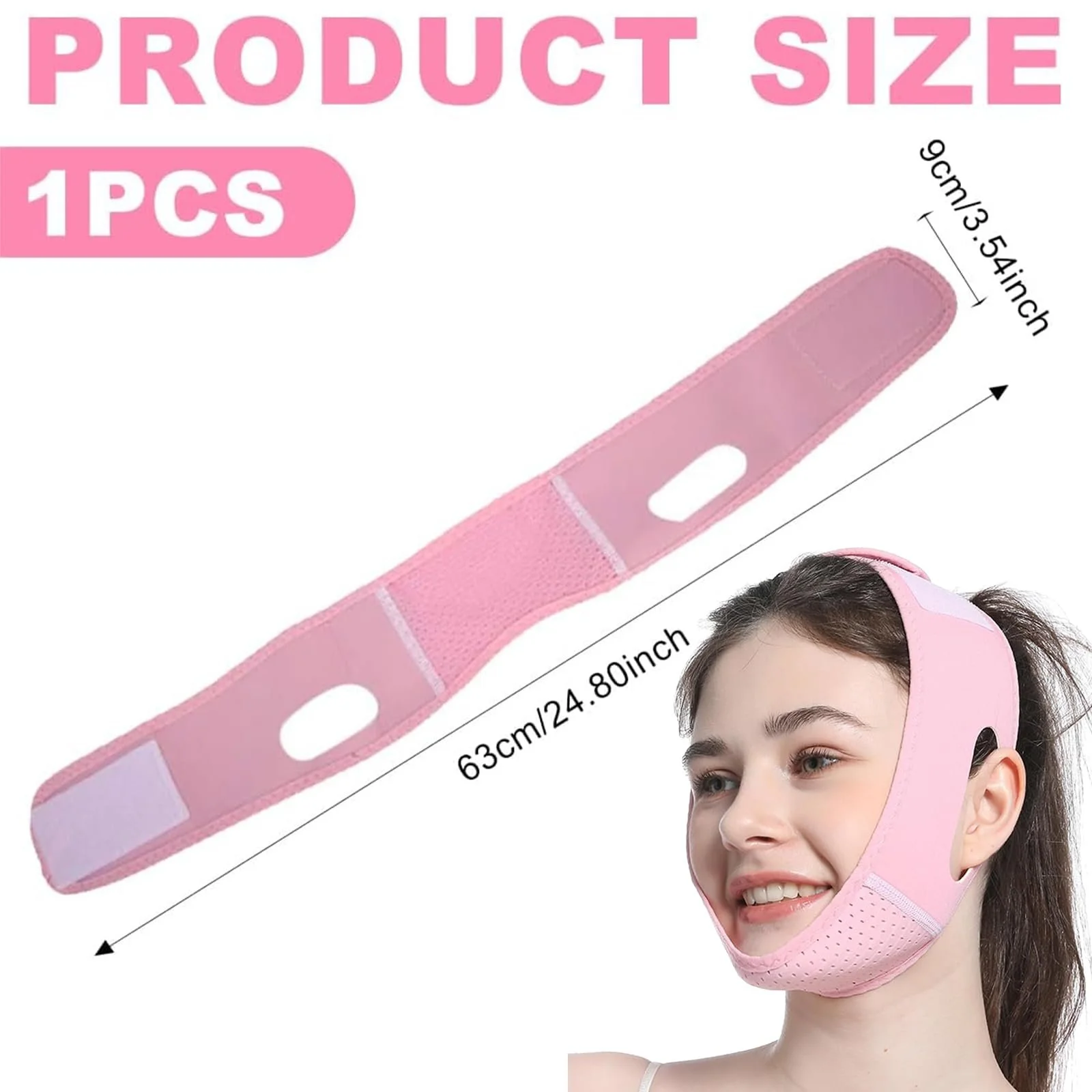 V-Line Маска для лица для подтяжки кожи Reusable Lifting Mask против второго подбородка для V-образного контура Дышащий эластичный материал Фиолетовый, фото №4