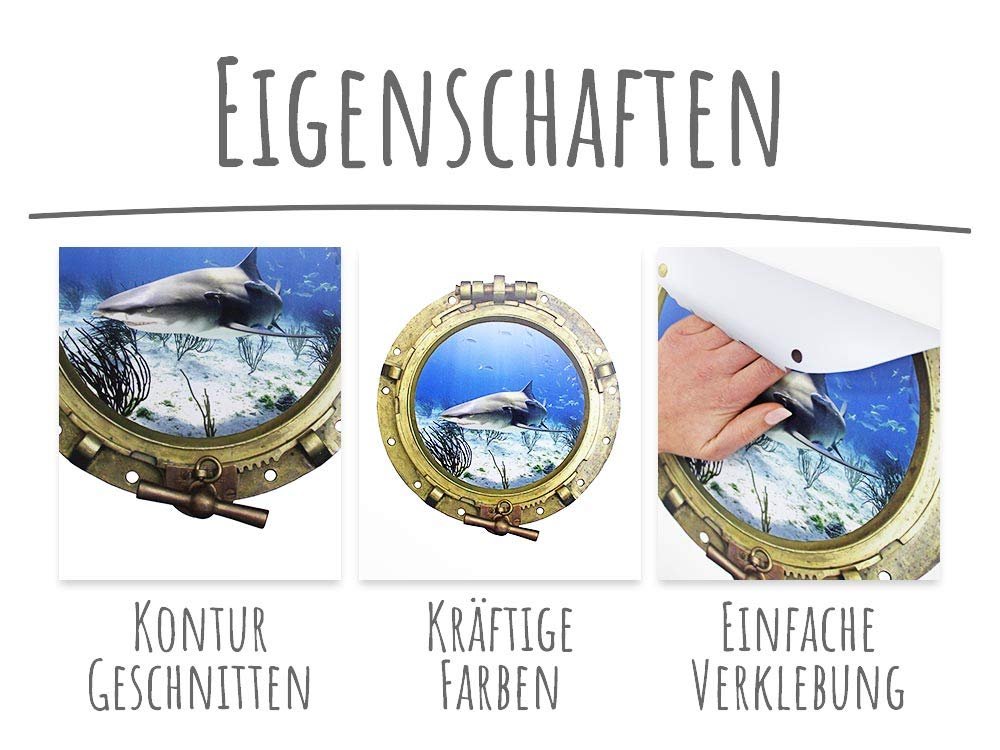 Наклейка на стіну GRAZDesign Акула XXL Самоклеюча Велика біла акула 64 x 57 см, фото №4