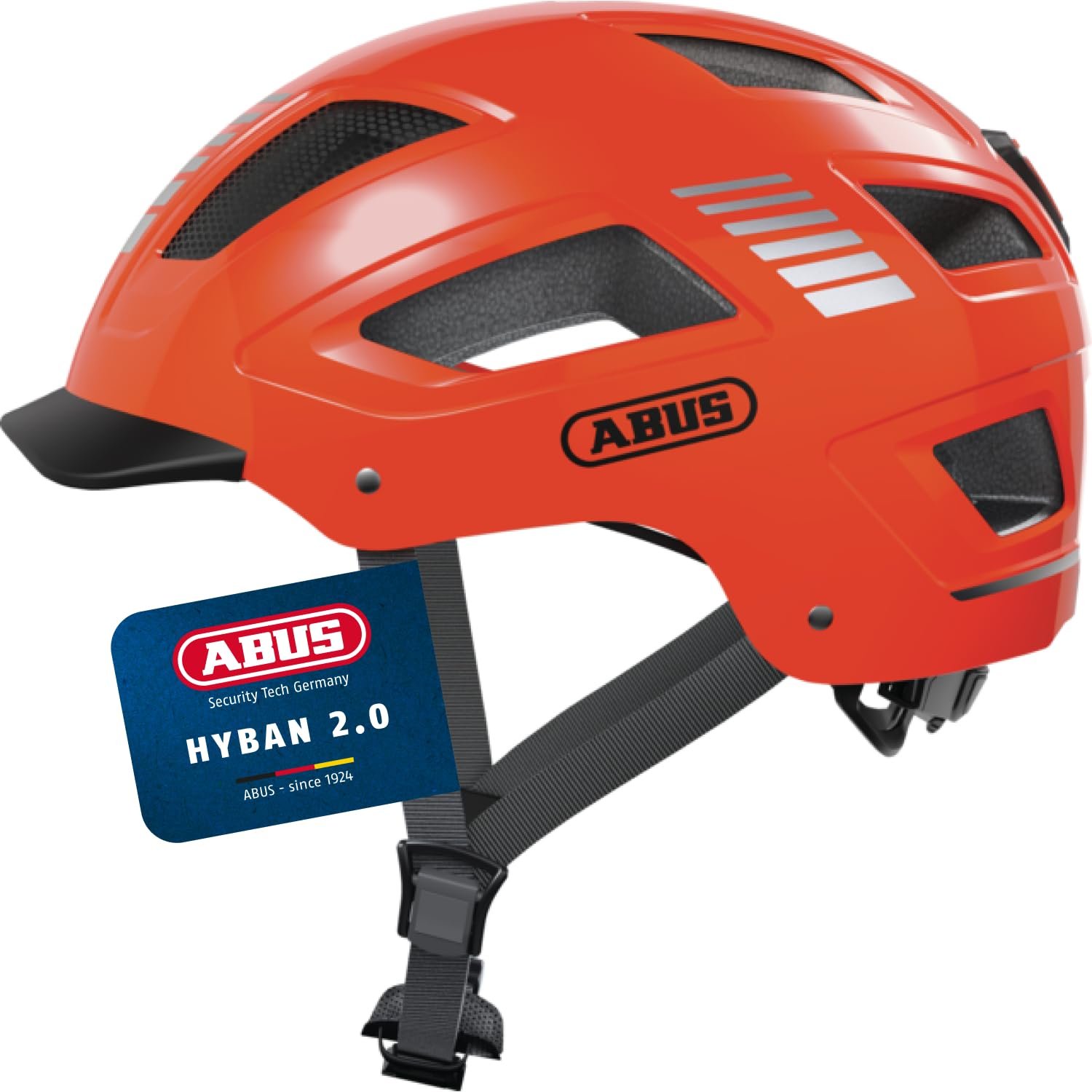 Шолом Міський ABUS Hyban 2.0 ABS, з заднім ліхтарем, Signal Orange, фото №1