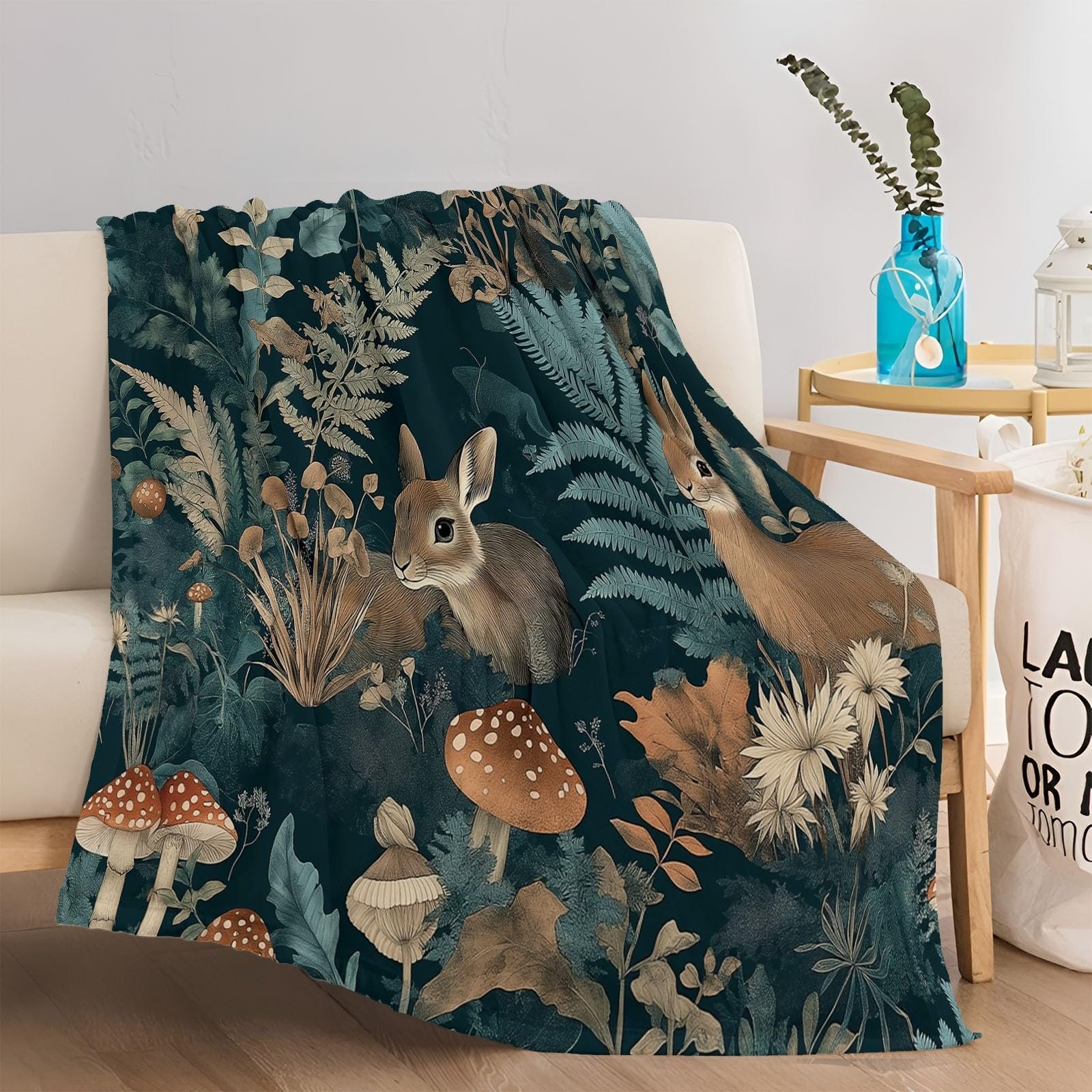 Плед Фланелевий М'який Пухнастий Кролик Гриб Коричнево-зелений 180 x 220 см, фото №4