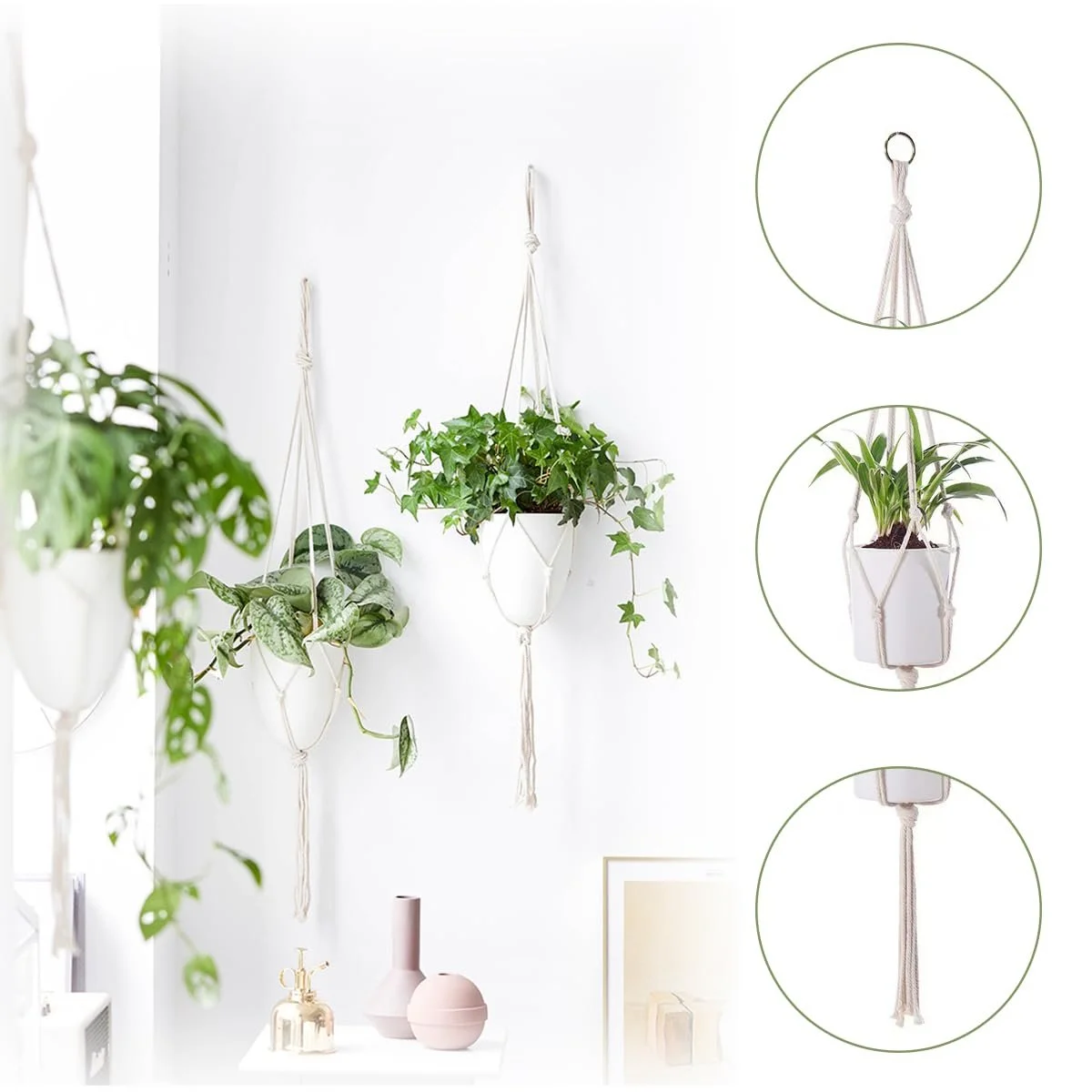 Підвісні кошики макраме 6 шт. бавовняна мотузка, фото №4 Підвісні кошики макраме 6 шт. бавовняна мотузка, фото №4