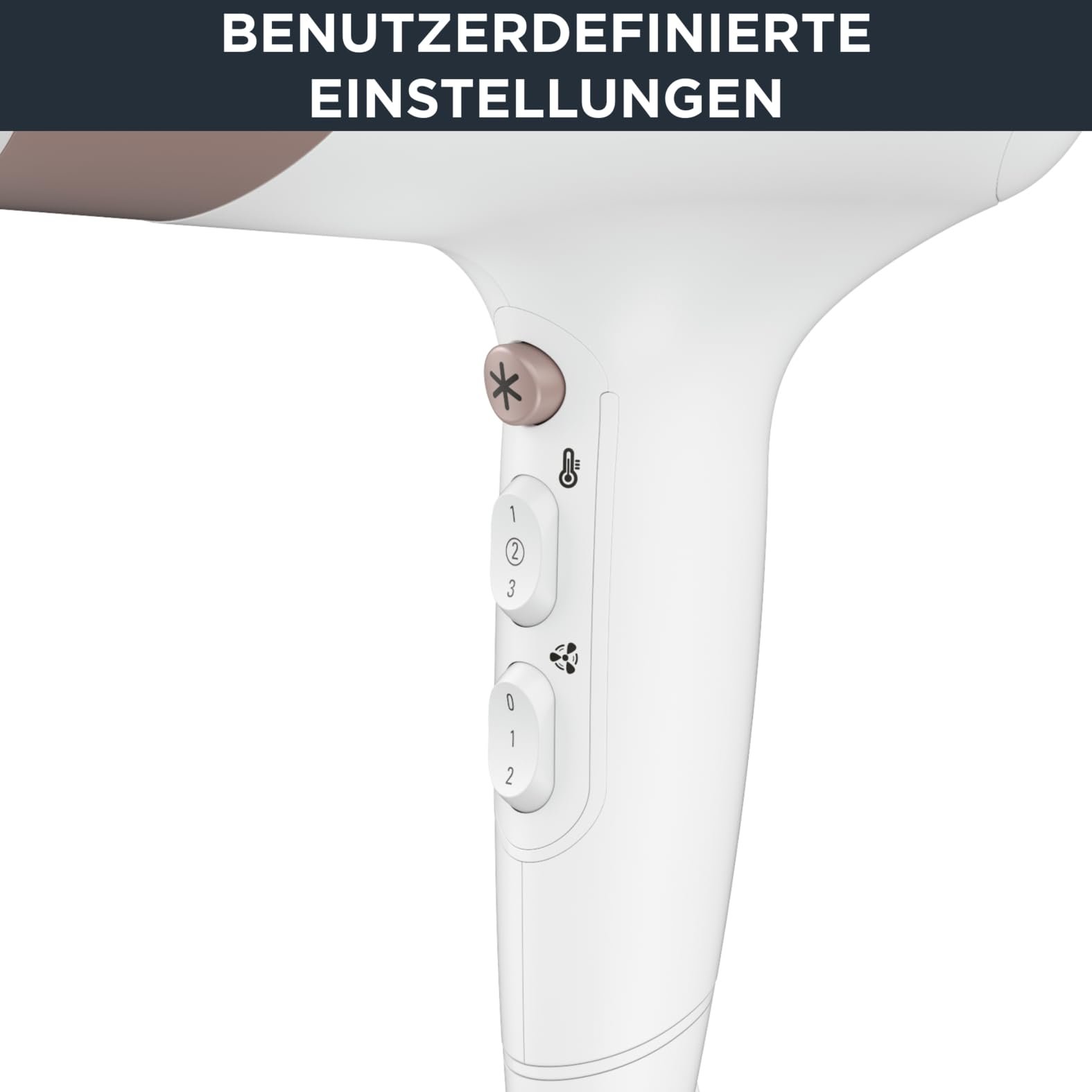 Фен Rowenta Studio Dry Glow CV5830, 2100 Вт, с диффузором для локонов, 3 температурных и 2 скоростных режима, функция ионизации, кнопка холодного воздуха, бело-розовое золото, фото №5