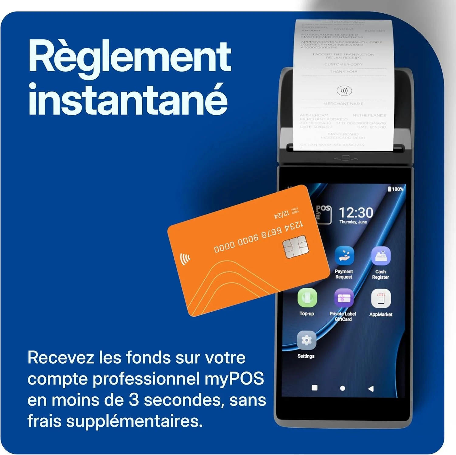 Платіжний термінал myPOS Pro з принтером чеків 2/16 ГБ 4G 1SIM 4 ядра Android 10 Чорний, фото №3