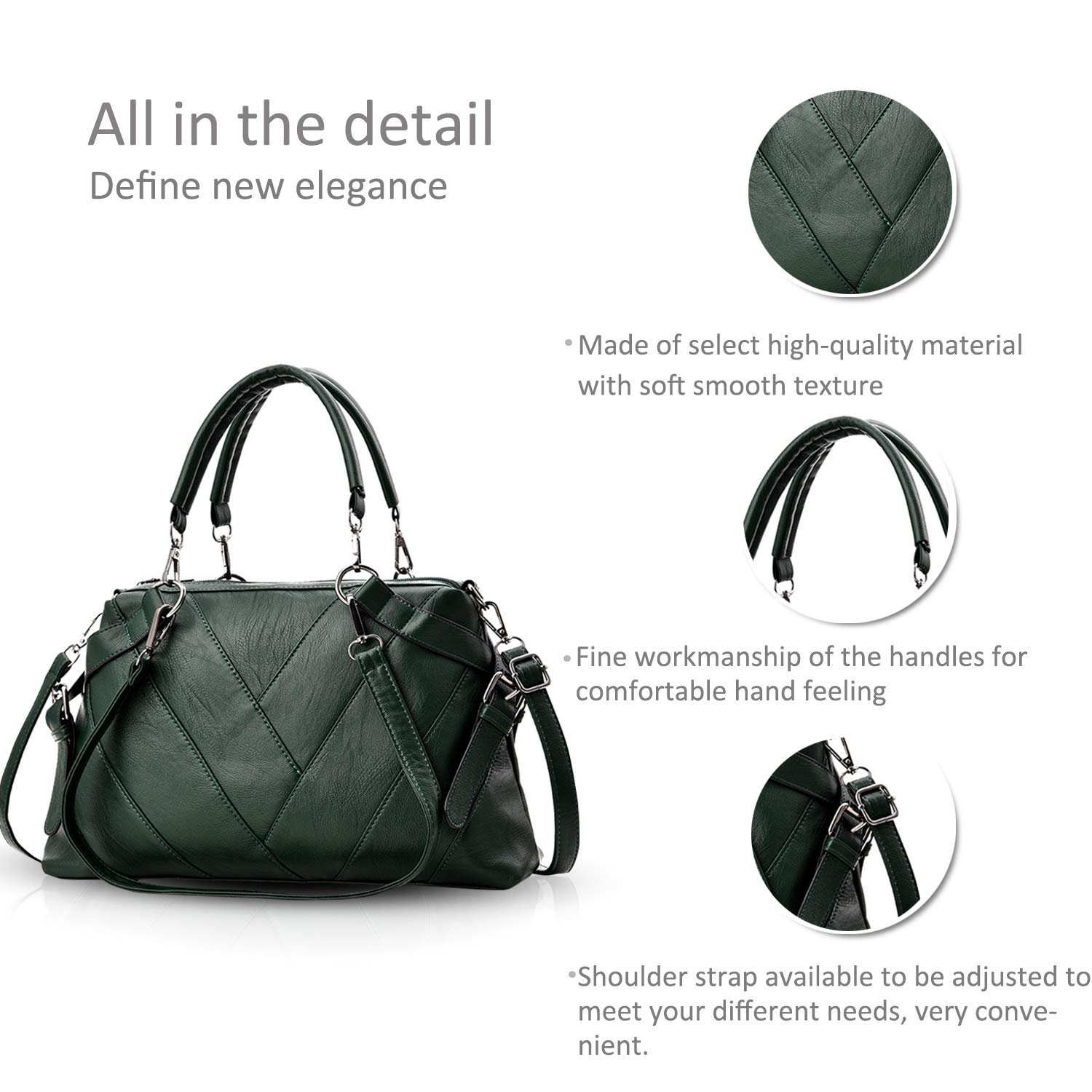 Сумка с ручками NICOLE & DORIS Современная Сумка через Плечо из Мягкой Полиуретановой Кожи Элегантная Сумка с Полосками, фото №6