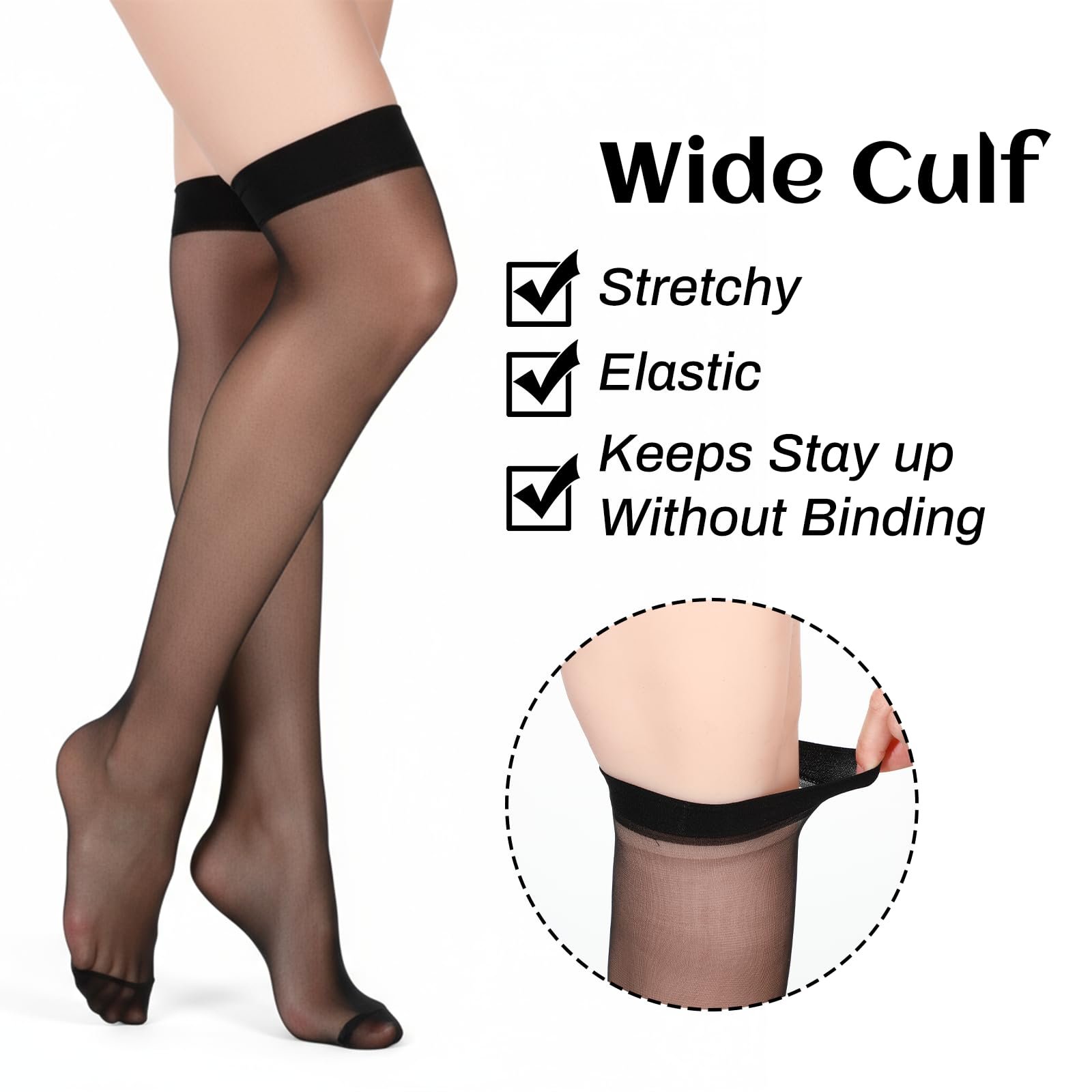 Шкарпетки до колін Нейлонові Прозорі 20D, 6 пар, фото №3