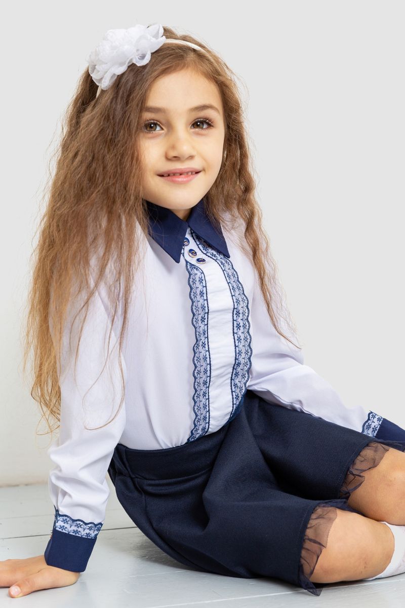 Блуза для дівчаток нарядова колір біло-синій 172R205-5, фото №6