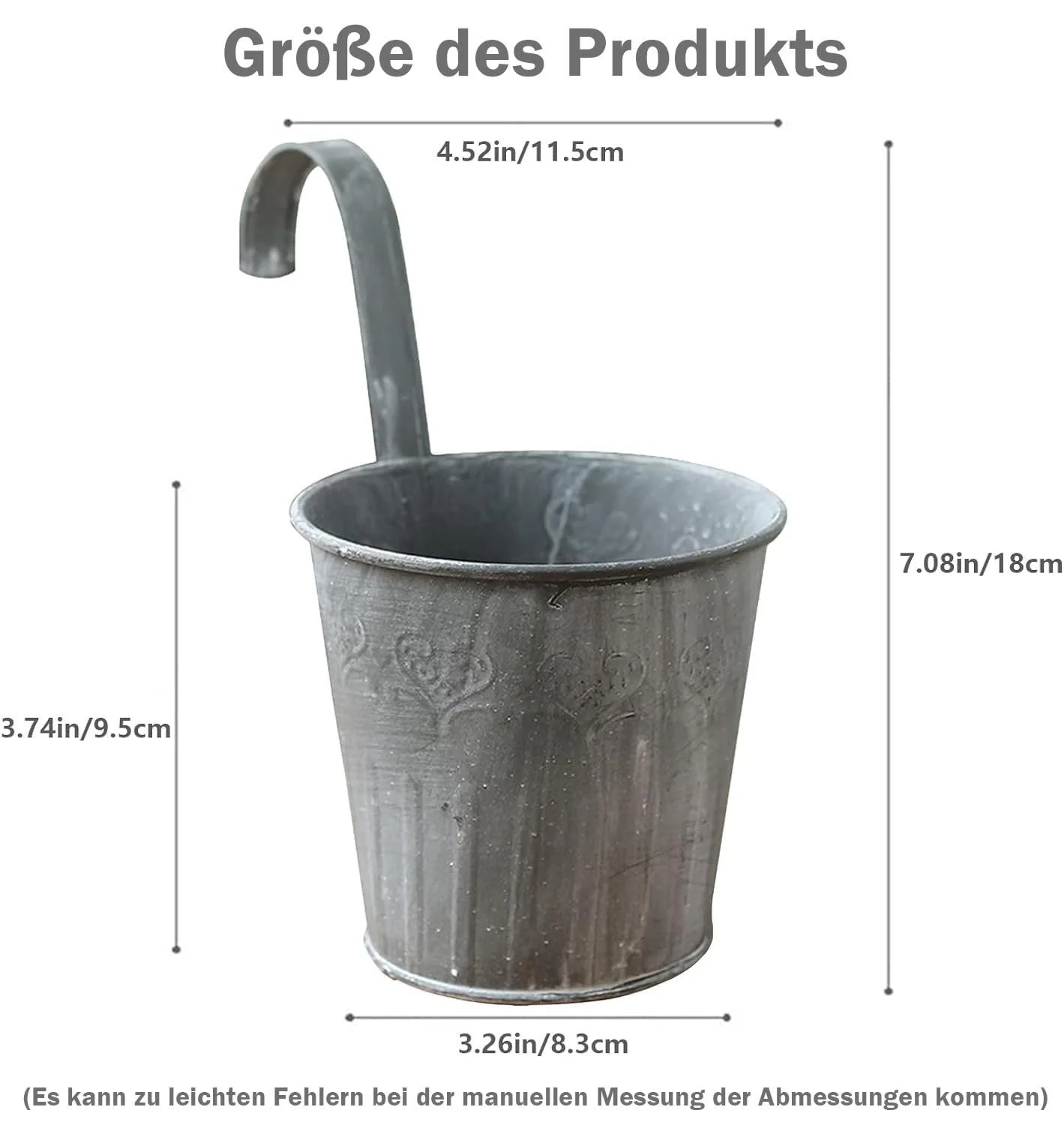 Підвісний квітковий горщик Залізо Вінтаж 5 шт., фото №2 Підвісний квітковий горщик Залізо Вінтаж 5 шт., фото №2