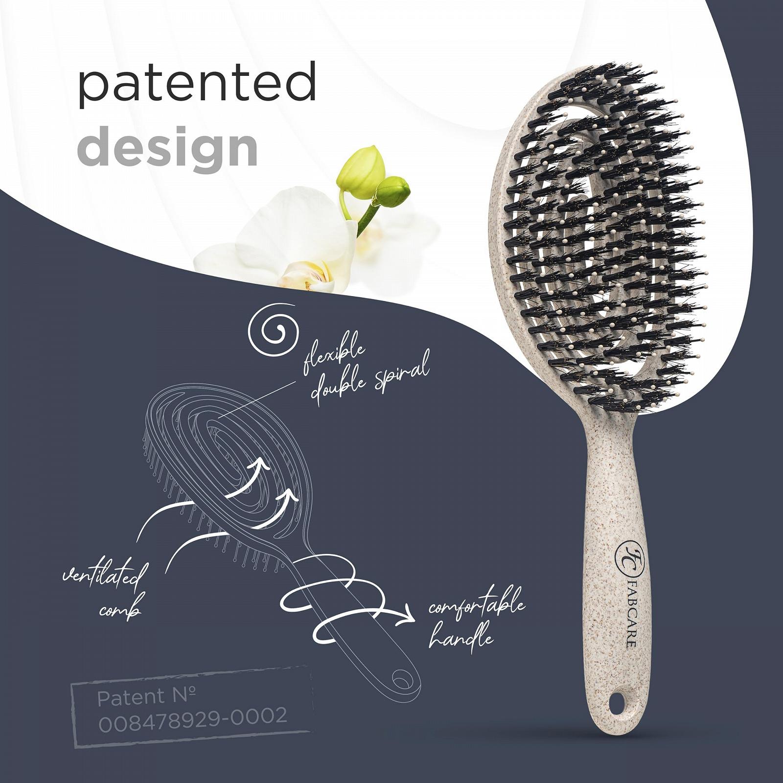 Кругла щітка FABCARE з щетиною кабана Organic Hair Brush Wild Boar Bristles для розплутування волосся, фото №8
