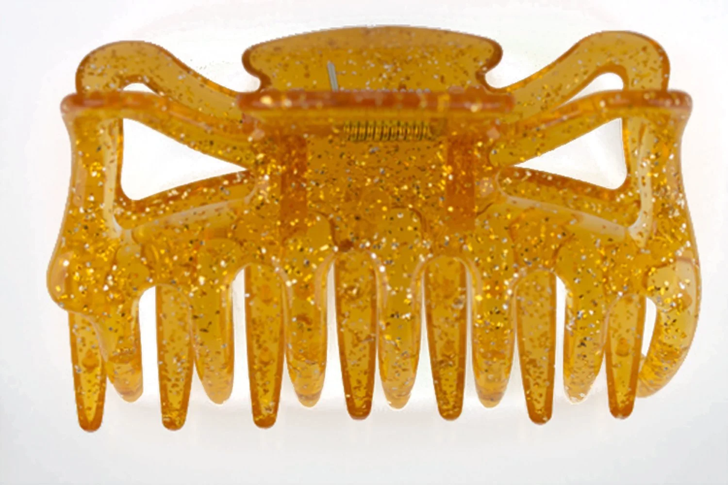 Заколка для волос WeLoveBeads Большая 9 см Оранжевый с серебряными блестками, фото №1