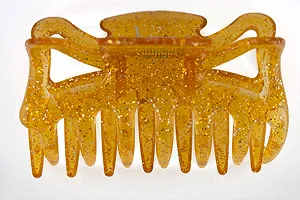 Заколка для волос WeLoveBeads Большая 9 см Оранжевый с серебряными блестками - Фото 1