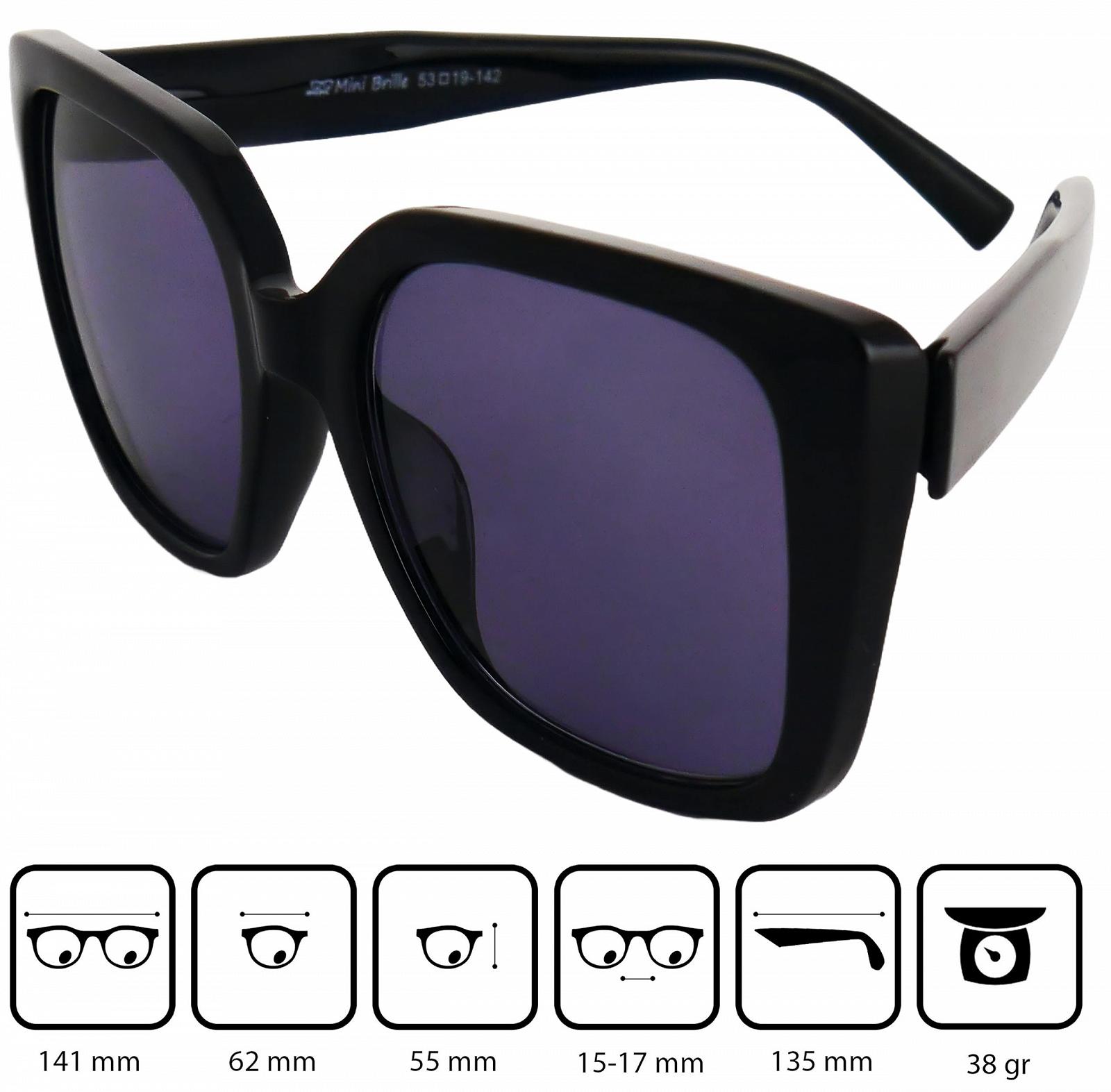 Стильные солнцезащитные очки Mini Brille с диоптриями, квадратная оправа из толстого пластика и большими линзами., фото №3