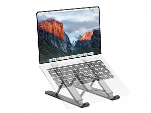 Подставка для ноутбука PureMounts, регулируемая по высоте, складная и эргономичная подставка для ноутбука для домашнего офиса, 6 регулируемых углов обзора, подставка для ноутбука с вентиляцией и нескользящими накладками, черная - Фото 1