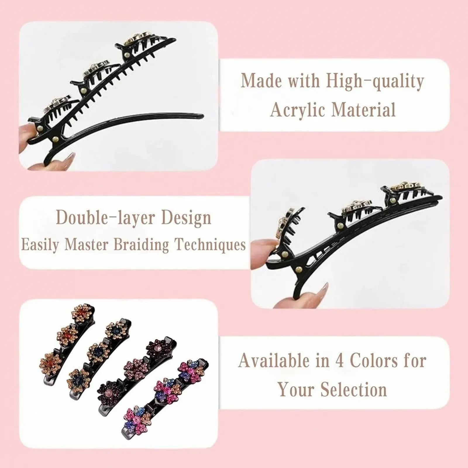 Заколка для волос Acunny с блестящими камнями, плетеная, со стразами, фото №7 Заколка для волос Acunny с блестящими камнями, плетеная, со стразами, фото №7