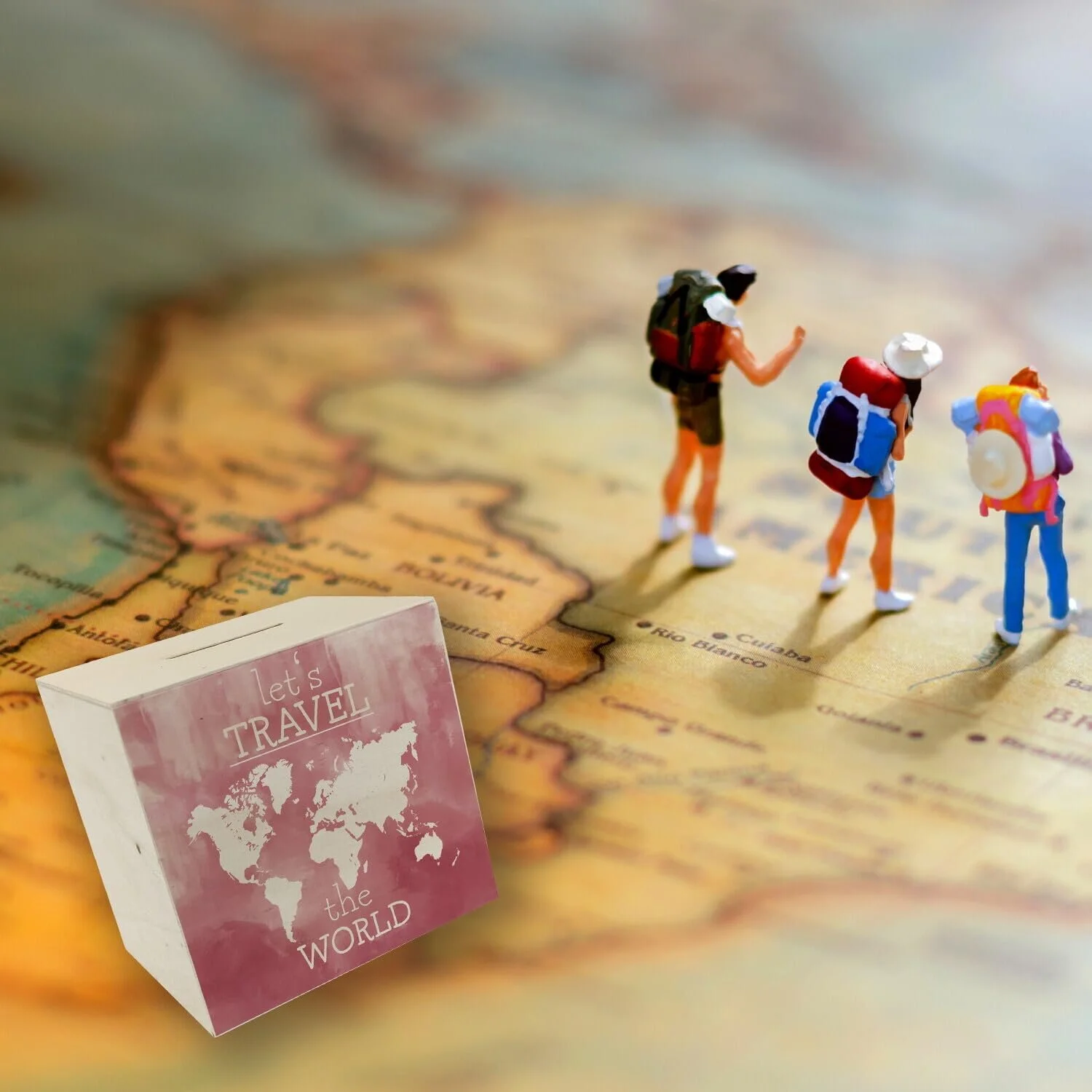 Скарбничка дерев'яна Let's Travel The World Карта світу, фото №6