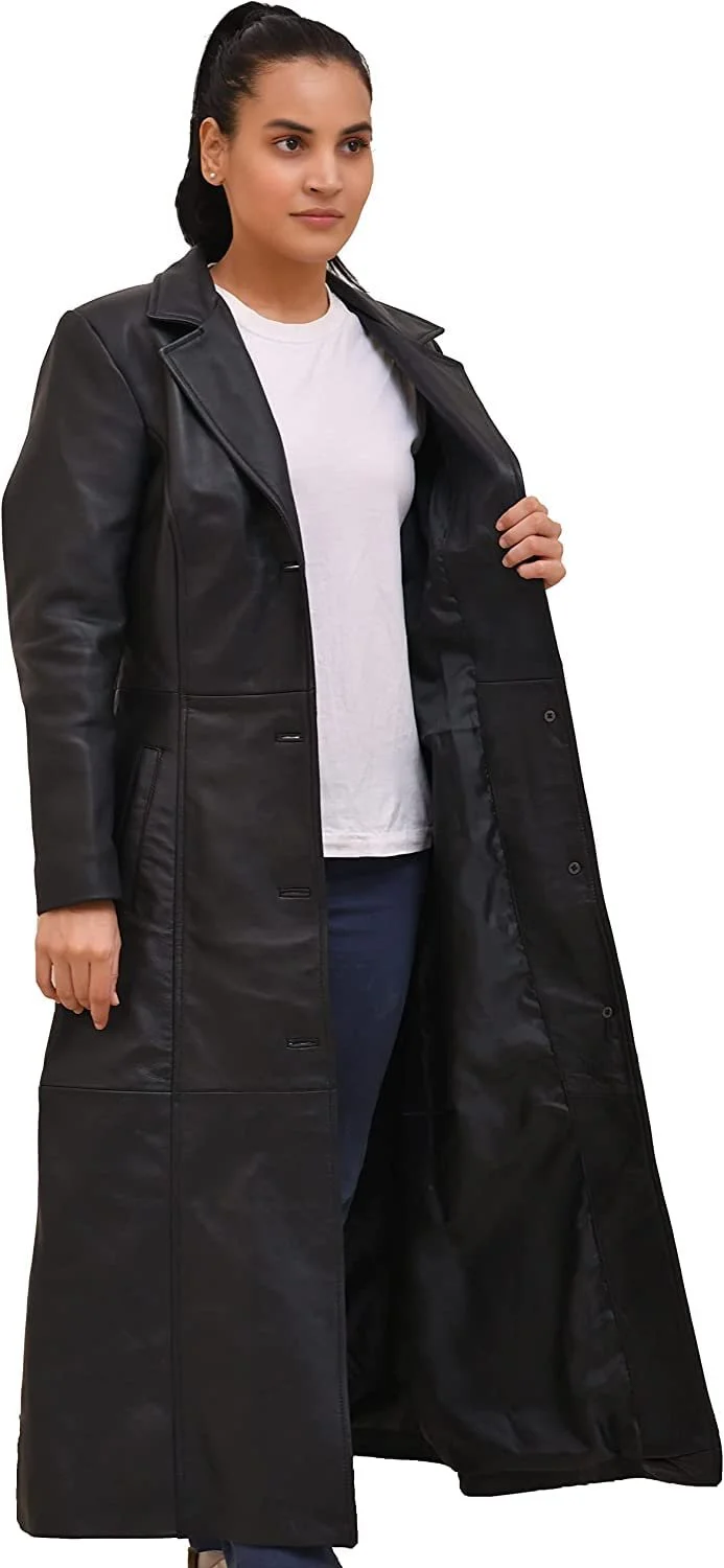 Шкіряне пальто Isaac & David Chicago Довге для жінок, фото №3