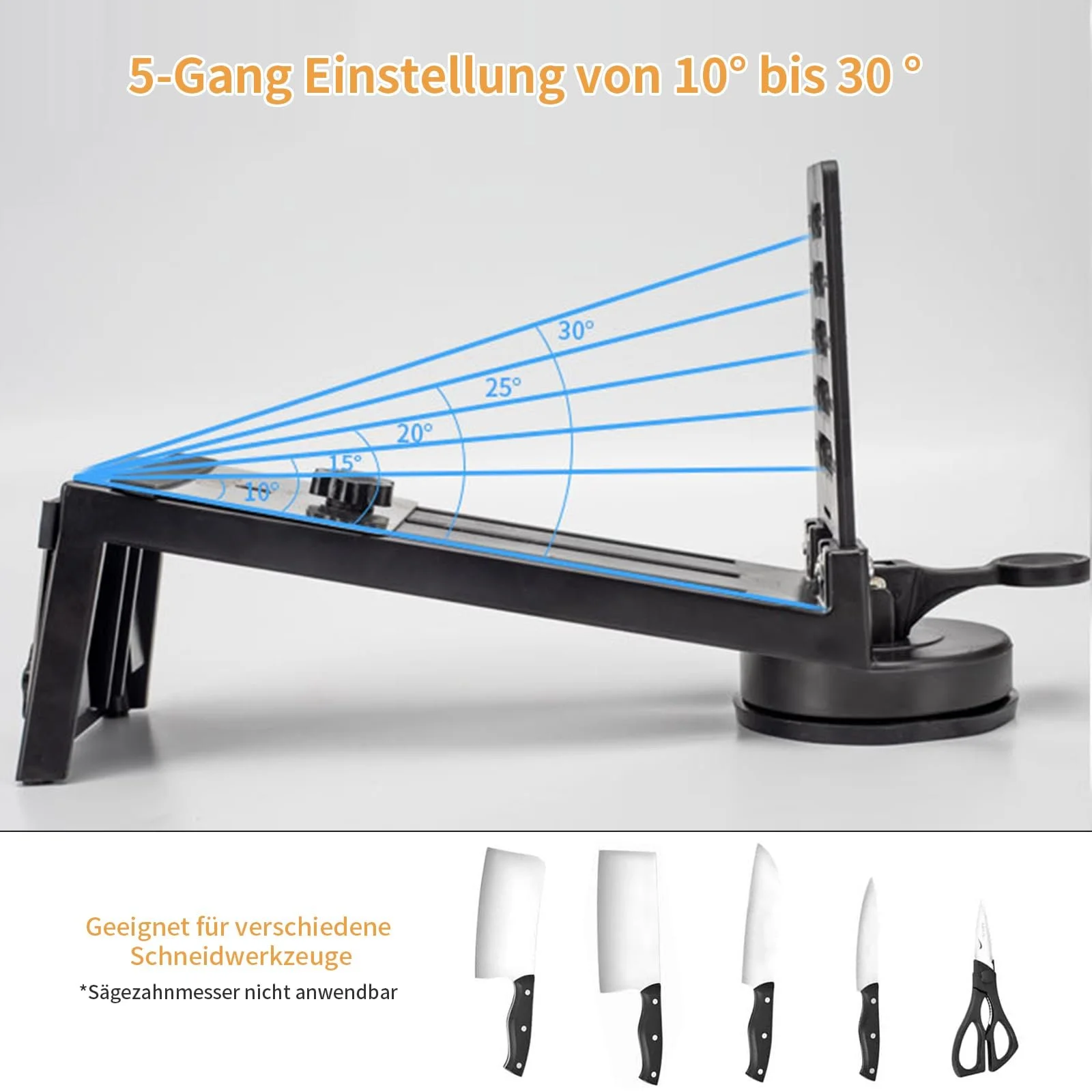 Точило для ножів професійна з нержавіючої сталі з регулюванням кута та набором каменів (A), фото №4