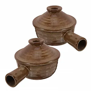 Набор горшков 2 шт. керамических с крышкой для микроволновой печи круглые - Фото 1