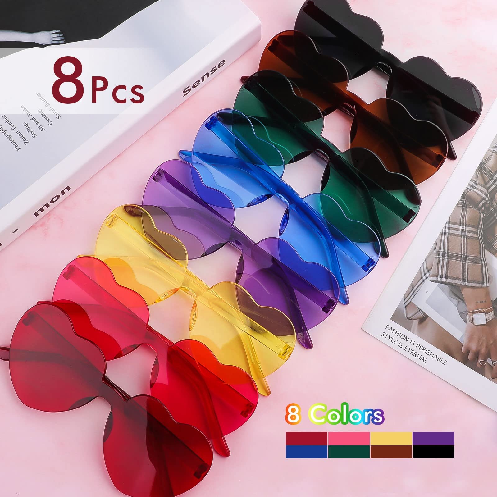 Сонцезахисні окуляри Серце Ailvor Набір 8 пар Різнокольорові, фото №6