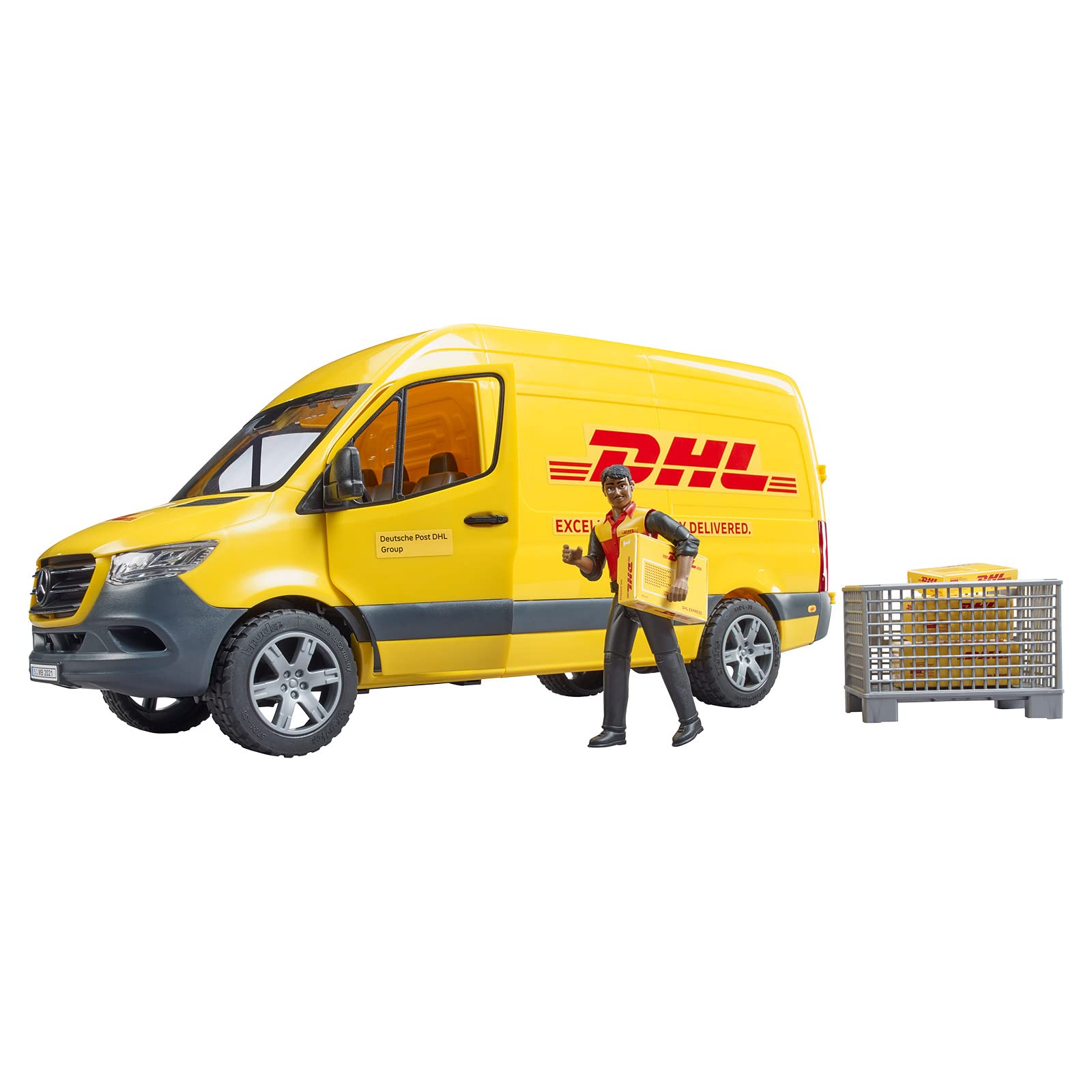 брод MB Sprinter DHL С водителем Включая сетку С пакетами 1:16 Транспортное средство для перевозки Shipping & Logistics Parcel Service Van, фото №3