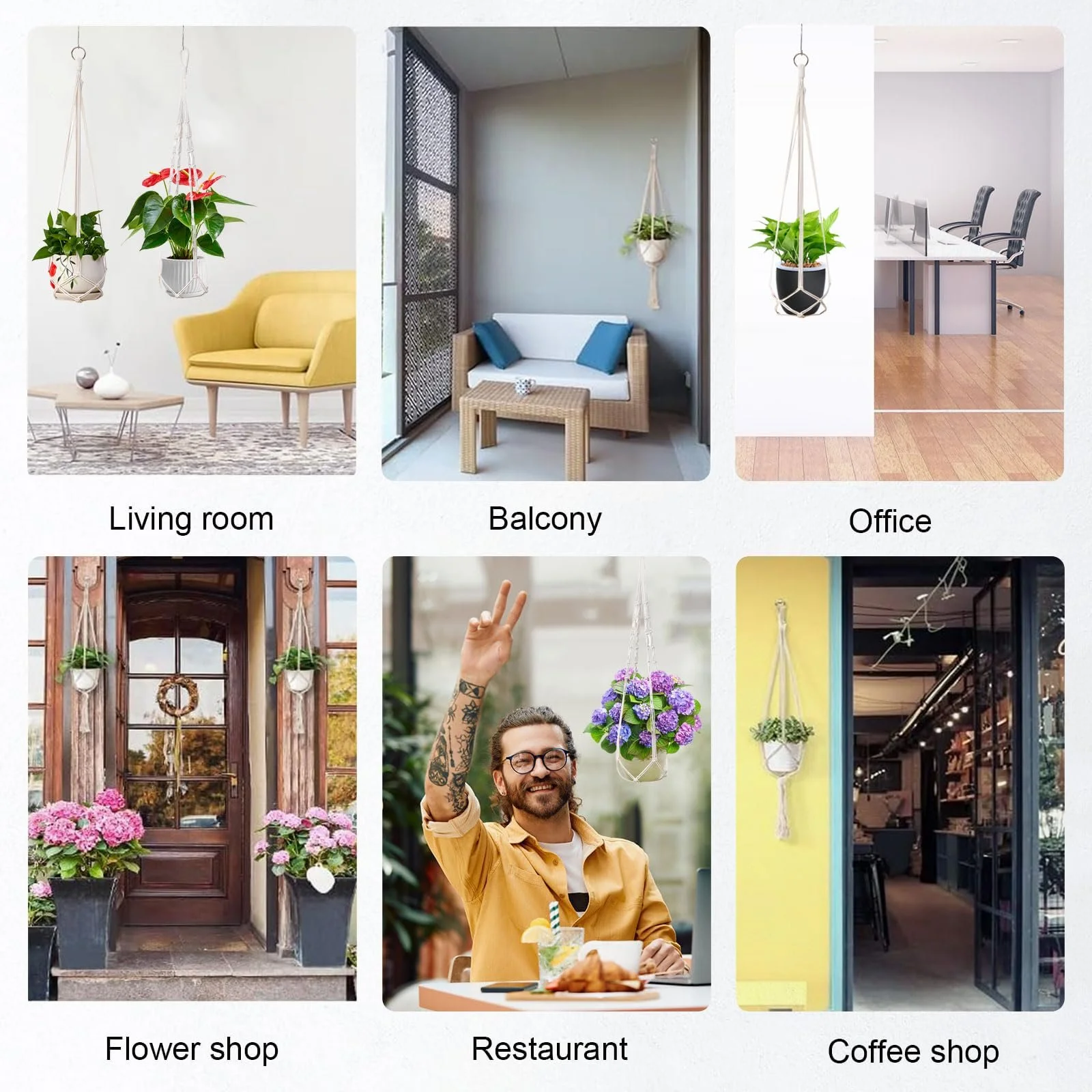 Підвіси для кашпо макраме Набір з 2 шт. 85/87 см бавовняний шнур, фото №7 Підвіси для кашпо макраме Набір з 2 шт. 85/87 см бавовняний шнур, фото №7