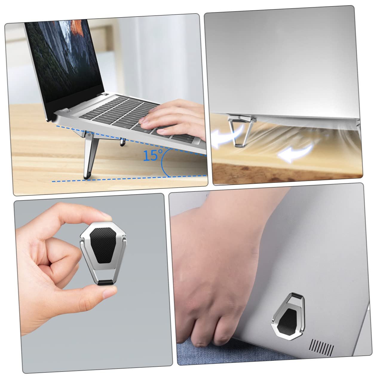 Підставка для ноутбука NUOBESTY, складана, портативна, регульована по висоті, з нековзними накладками для охолодження та стабільності, 2 шт, фото №4