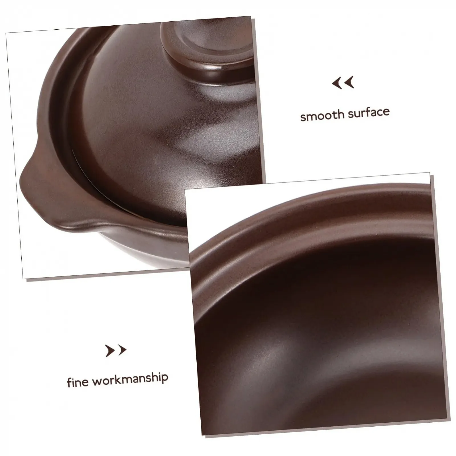 Горшок керамический с крышкой Термостойкий Антипригарный Коричневый, фото №4