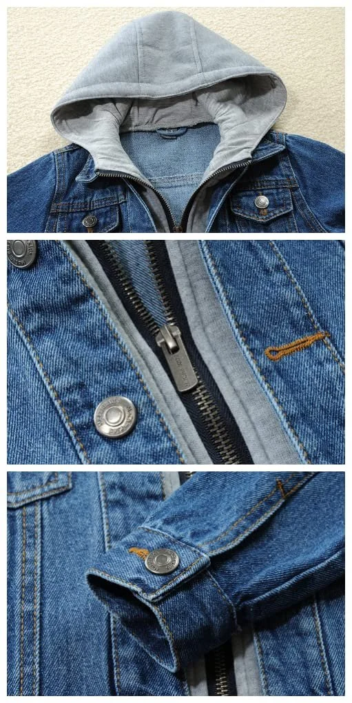 Унисекс Детская Джинсовая Куртка для Мальчиков Повседневная Джинсовая Куртка с Капюшоном Длинный Рукав на Молнии Верхняя Одежда, фото №3 Унисекс Детская Джинсовая Куртка для Мальчиков Повседневная Джинсовая Куртка с Капюшоном Длинный Рукав на Молнии Верхняя Одежда, фото №3