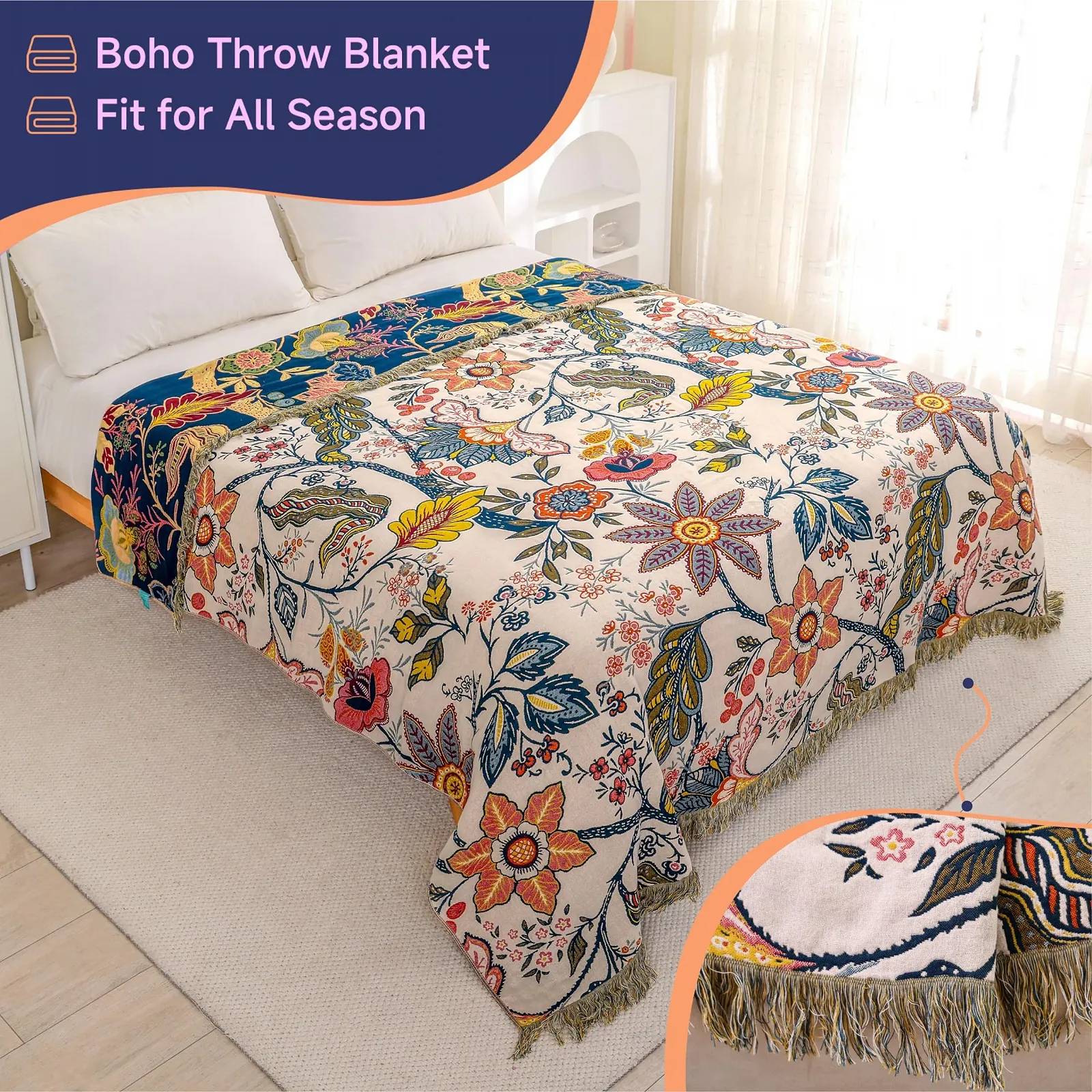 Покривало HOORDRY Boho, 100% бавовна, фото №2 Покривало HOORDRY Boho, 100% бавовна, фото №2