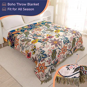 Покрывало HOORDRY Boho, 100% хлопок, удобное, высококачественное постельное белье в стиле кантри, универсальный плед для дивана и кровати, идеальный баланс между теплом, гранат, 200 x 230 см synthetic.ua - Фото 1