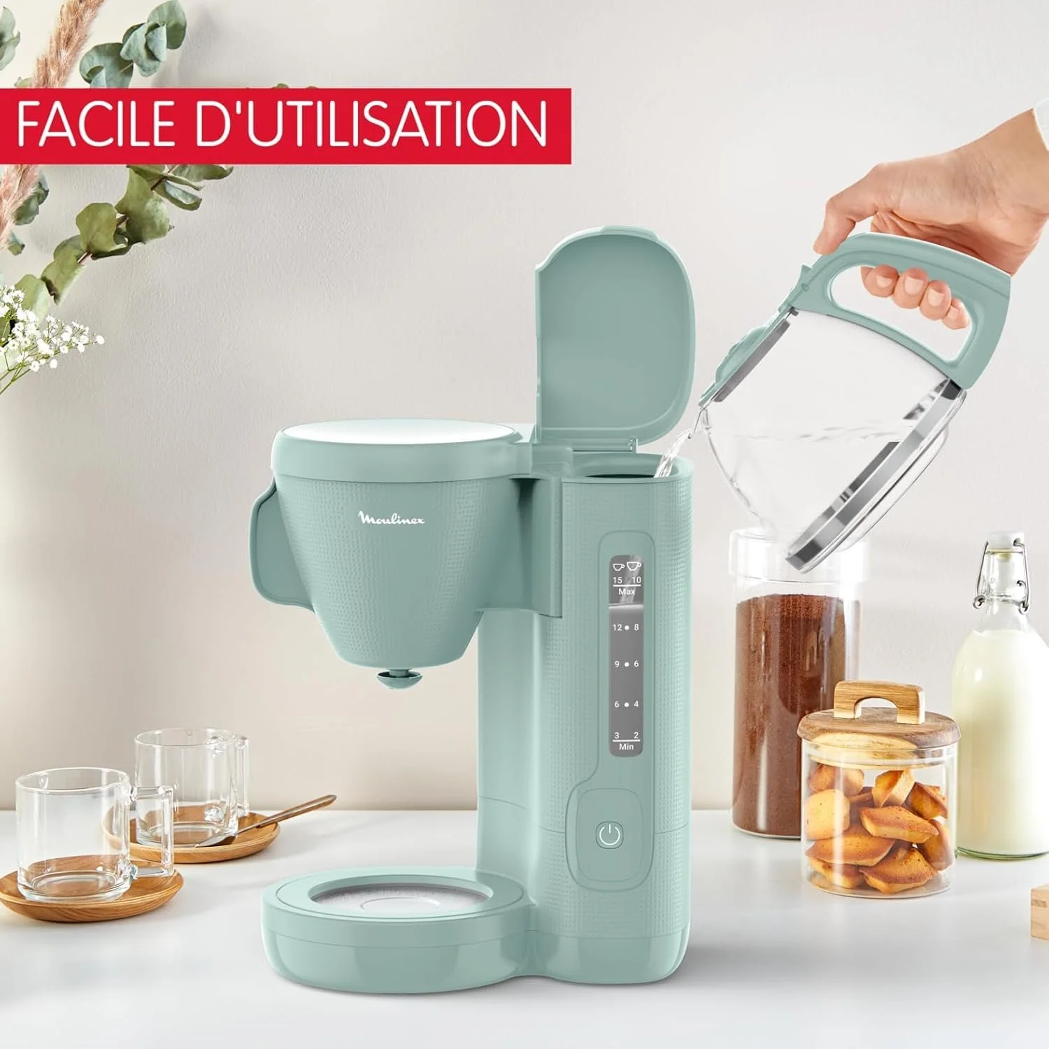 Капельная кофеварка Moulinex Eucalyptus Morning FG2M1310 1.25 л Эвкалипт, фото №3