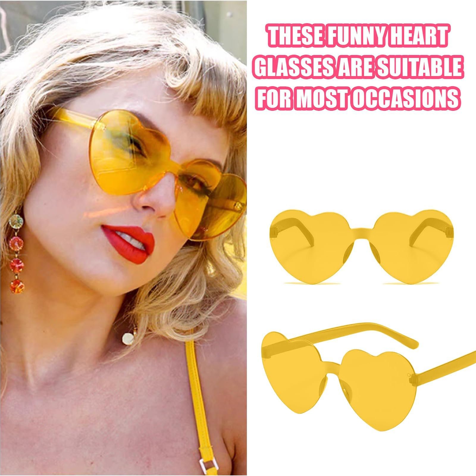 Сонцезахисні окуляри WANDGU у формі серця, без оправи, 12 кольорів, рожевий, фото №6 Сонцезахисні окуляри WANDGU у формі серця, без оправи, 12 кольорів, рожевий, фото №6