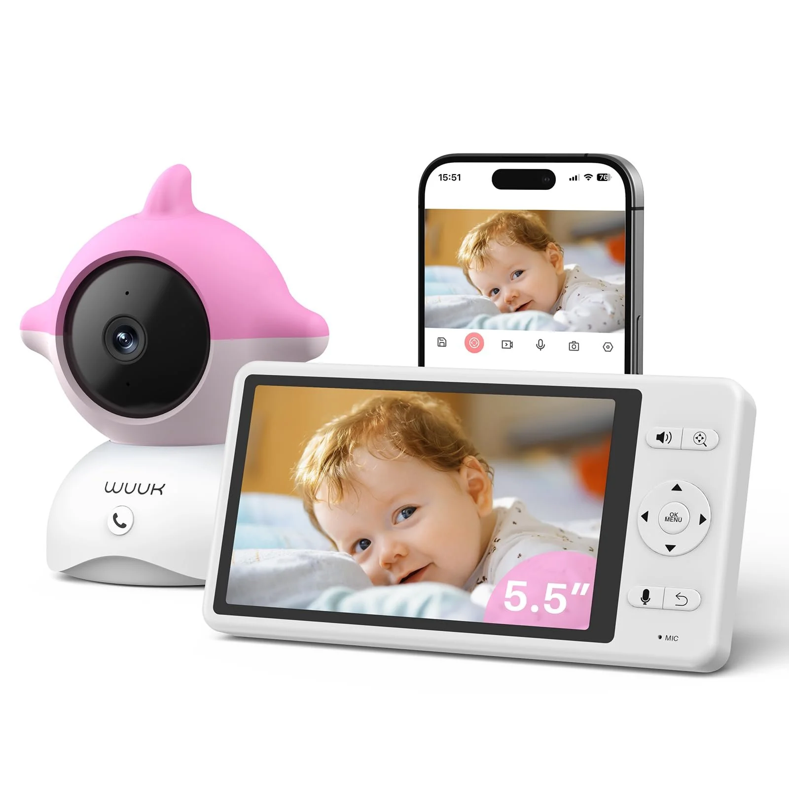 Відеоняня WUUK 4MP 5.5 дюйма AI 360° 3700 mAh, фото №1 Відеоняня WUUK 4MP 5.5 дюйма AI 360° 3700 mAh, фото №1