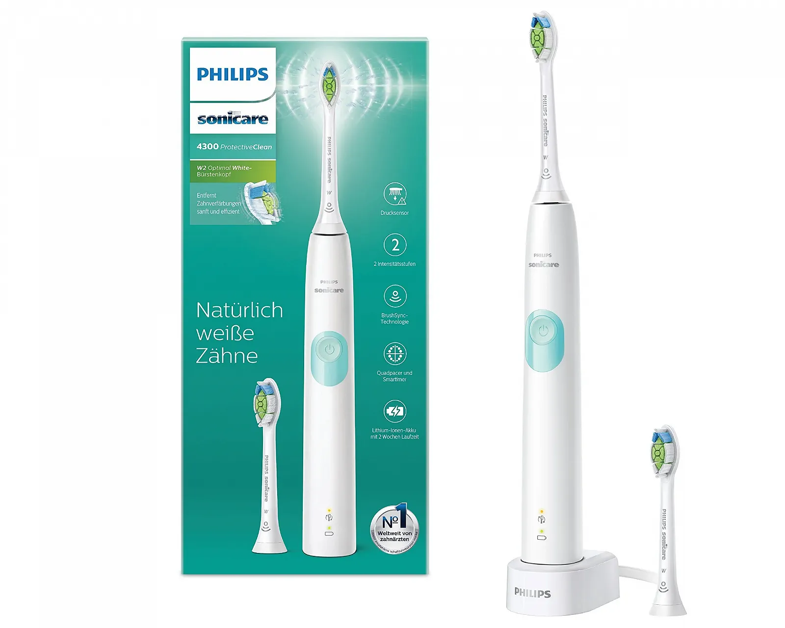Электрическая зубная щетка Philips Sonicare ProtectiveClean 4300 White and Mint Green, фото №1