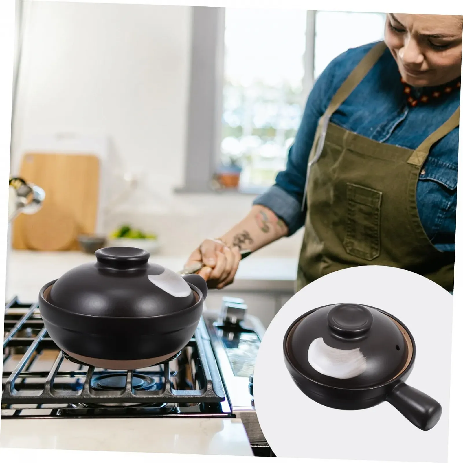 Керамическая кастрюля Garneck С крышкой С одной ручкой Малая Жаростойкая, фото №7