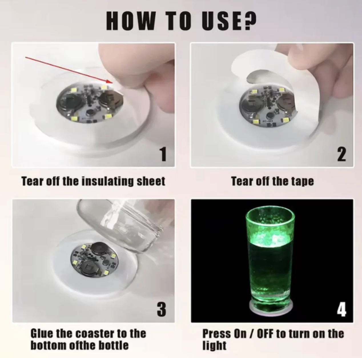 Підсклянка підставка під склянку кухоль келих пляшку Coasters самоклеючий діодна для бару та вечірок 2 шт світло blue, фото №9 Підсклянка підставка під склянку кухоль келих пляшку Coasters самоклеючий діодна для бару та вечірок 2 шт світло blue, фото №9