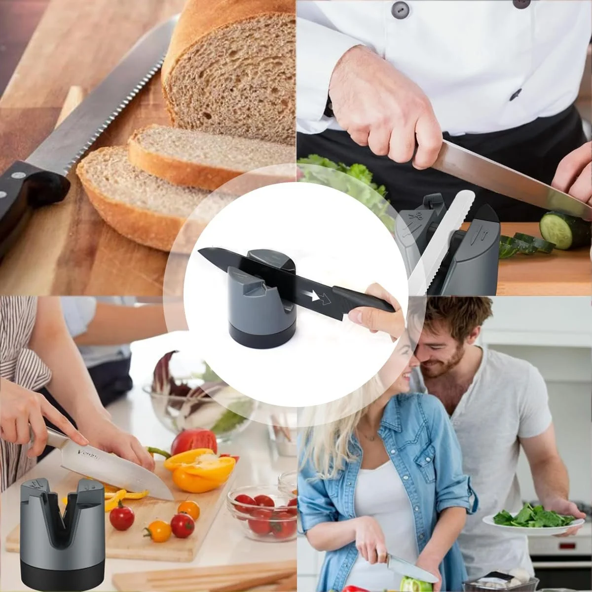 Ручне Точило для ножів 3 рівні вольфрамова сталь та кераміка на присосці, фото №5