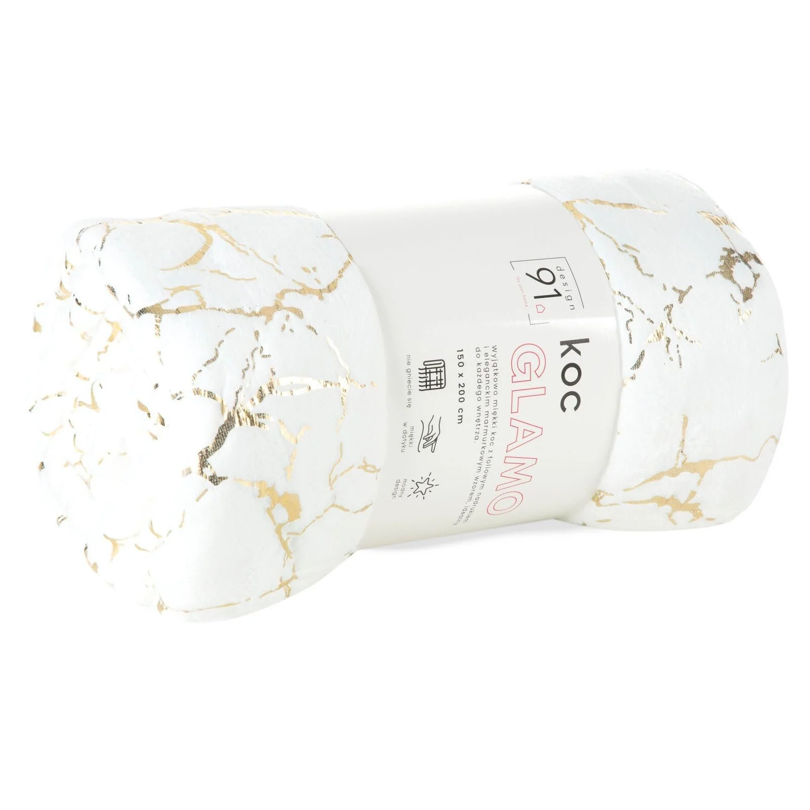 Покривало Мікрофібра Cuddly Glamo Золотий Мармур 150 x 200 см Білий, фото №1