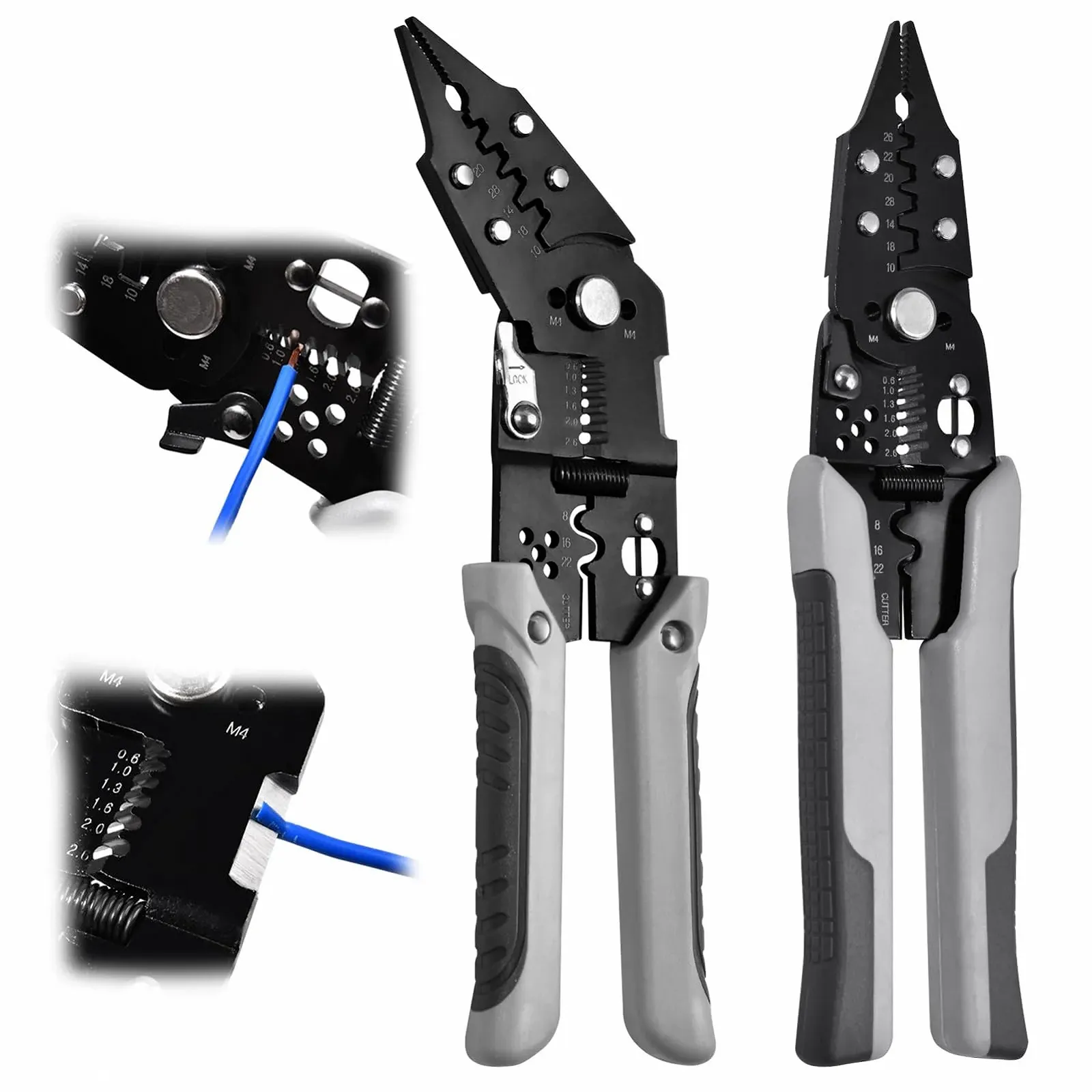 Многофункциональный стриппер и кримпер 8-в-1 набор 2 шт (прямой и изогнутый) 10-26AWG, фото №1