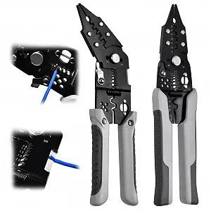 Многофункциональный стриппер и кримпер 8-в-1 набор 2 шт (прямой и изогнутый) 10-26AWG - Фото 1