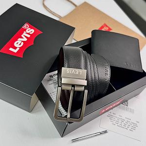 Мужской подарочный набор ремень и кошелек из натуральной кожи Levis synthetic.ua - Фото 1