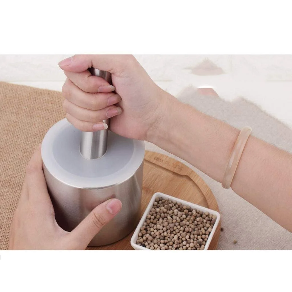 Ступка з товкачиком 304 Stainless Steel для дому, для спецій з гумовою основою, щоб уникнути ковзання, для спецій, фото №3