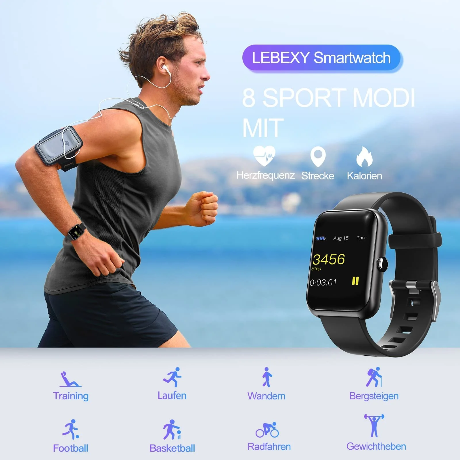 Смарт-годинник LEBEXY 1.3 дюйми, фото №4 Смарт-годинник LEBEXY 1.3 дюйми, фото №4