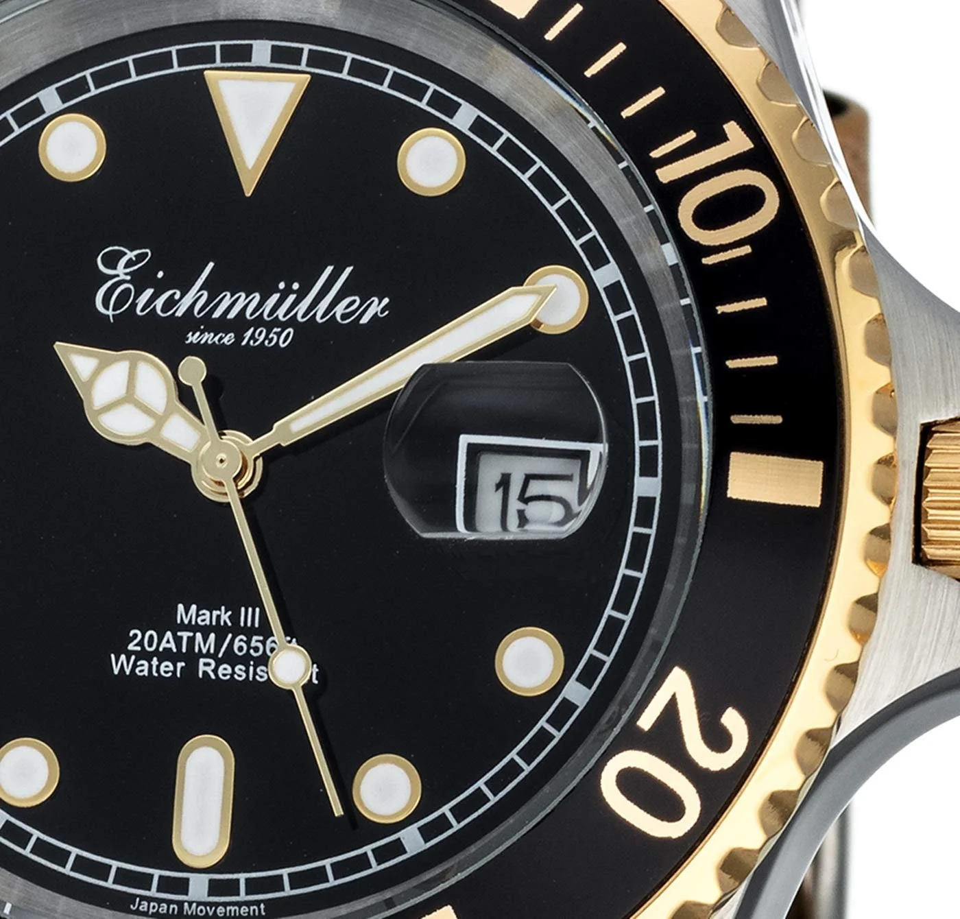 Годинник Eichmüller Diver Чоловічий Шкіряний з Лупою, Відображенням Дати та Обертовим Безелем 20ATM, фото №3 Годинник Eichmüller Diver Чоловічий Шкіряний з Лупою, Відображенням Дати та Обертовим Безелем 20ATM, фото №3