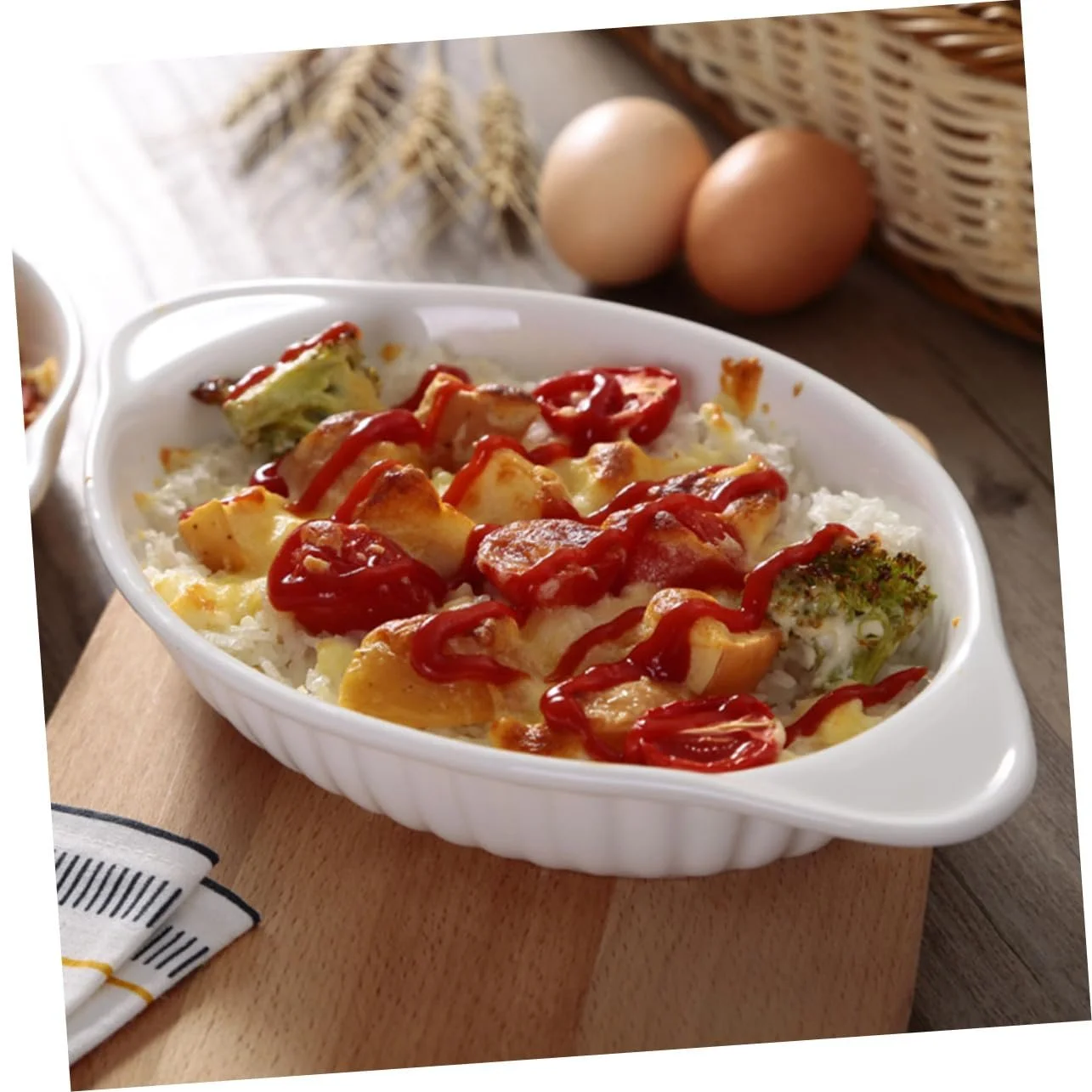 Форма для випікання GALPADA керамічна з подвійними ручками овальна термостійка, фото №6