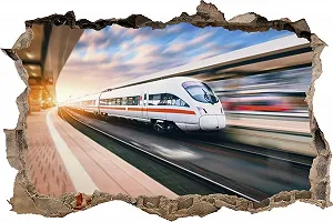 Наклейка на стіну DW000055 Поїздка в поїзді ICE Коричневий камінь Ландшафтний формат 90 см x 60 см - Фото 1